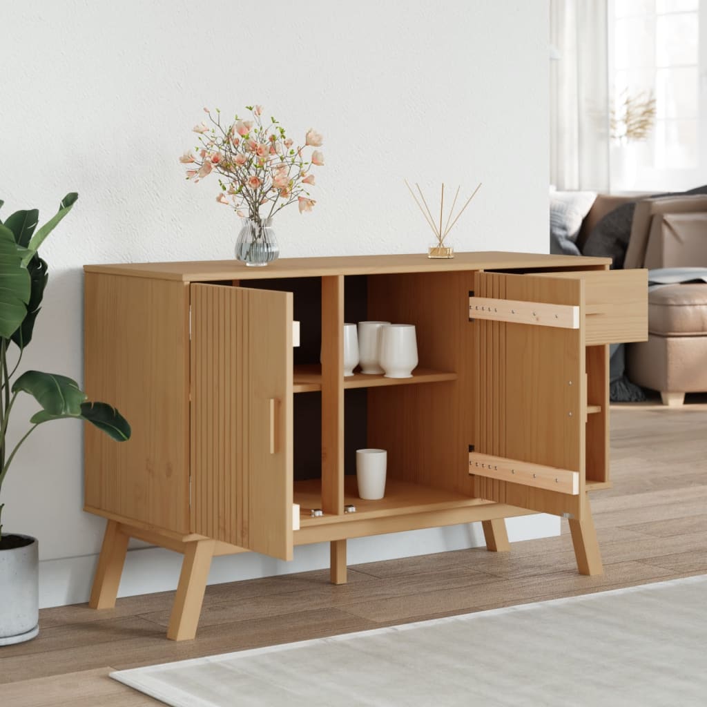 vidaXL Sideboard OLDEN Braun 114x43x73,5 cm Massivholz Kiefer