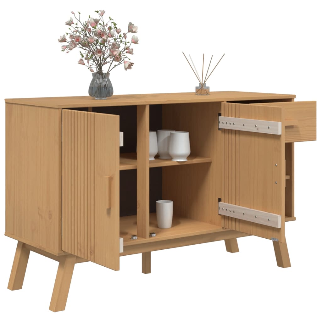 vidaXL Sideboard OLDEN Braun 114x43x73,5 cm Massivholz Kiefer