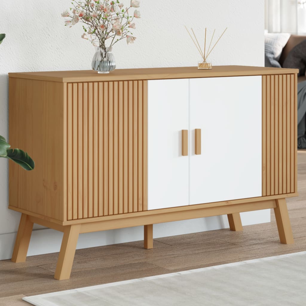 vidaXL Sideboard OLDEN Braun 114x43x73,5 cm Massivholz Kiefer