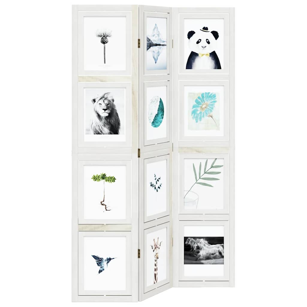 vidaXL 3-tlg. Raumteiler Weiß Massivholz Paulownia