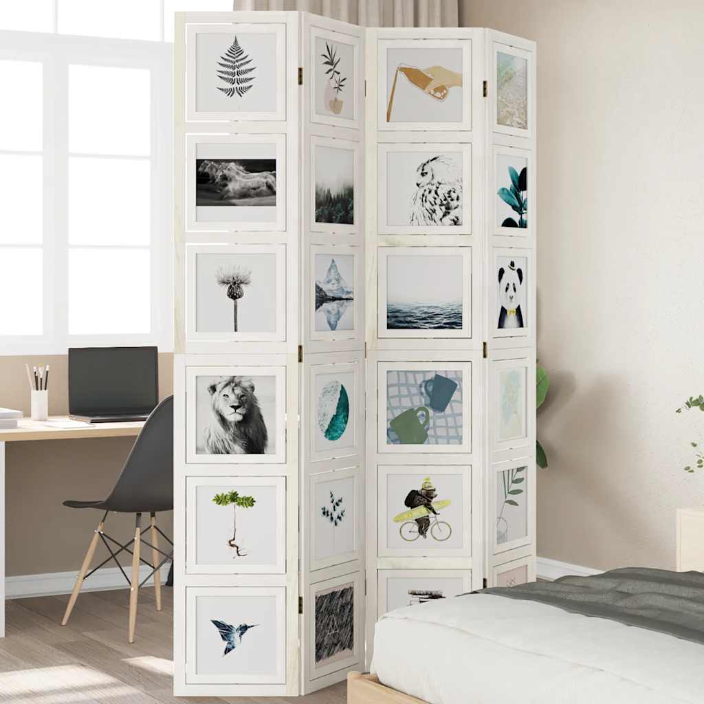 vidaXL 3-tlg. Raumteiler Weiß Massivholz Paulownia