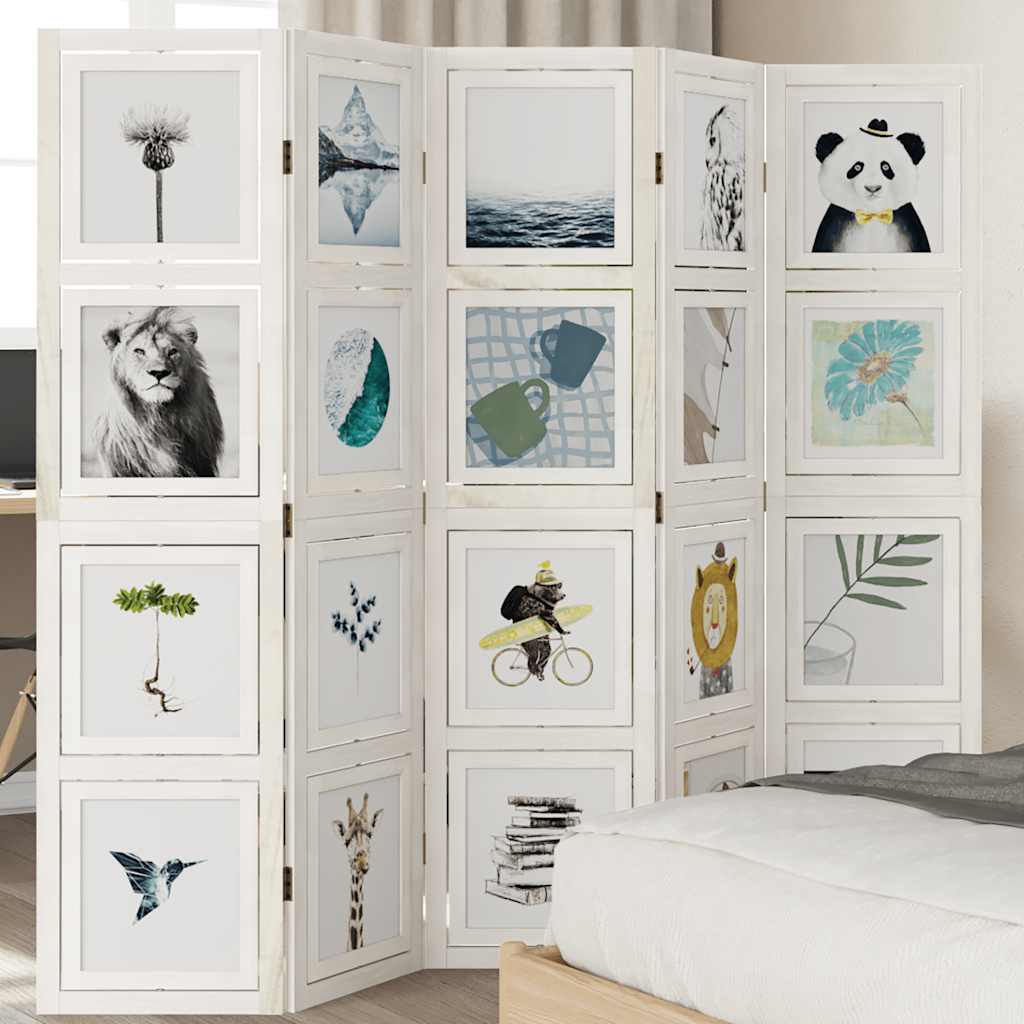 vidaXL 3-tlg. Raumteiler Weiß Massivholz Paulownia