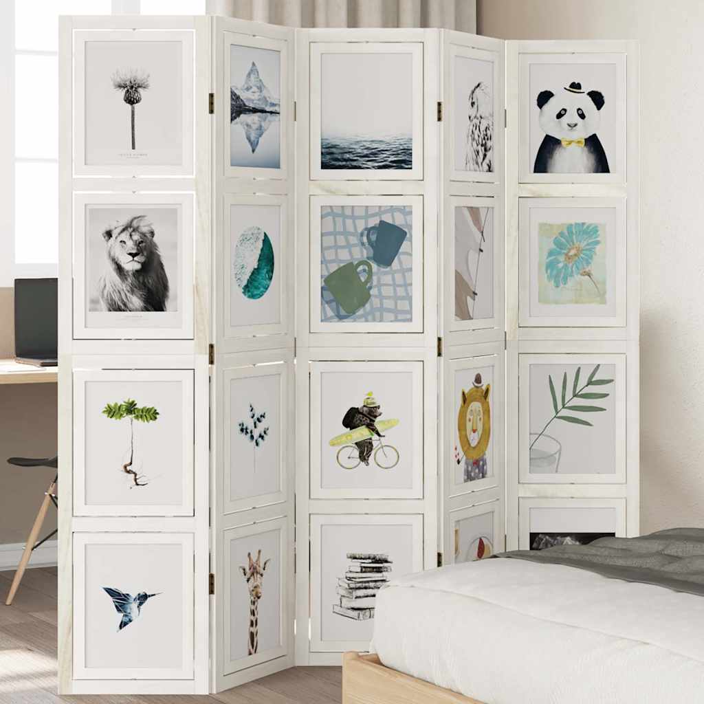 vidaXL 3-tlg. Raumteiler Weiß Massivholz Paulownia