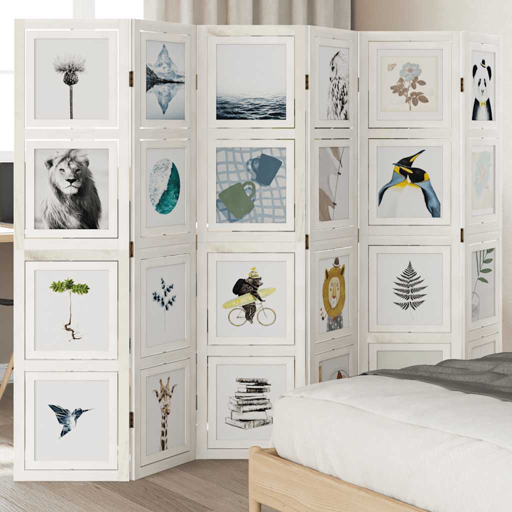 vidaXL 3-tlg. Raumteiler Weiß Massivholz Paulownia