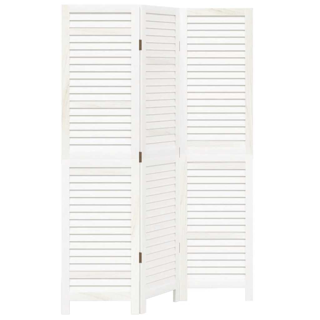 vidaXL 3-tlg. Raumteiler Weiß Massivholz Paulownia