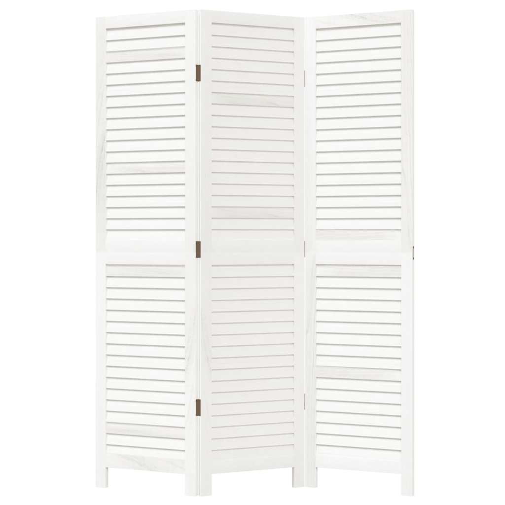 vidaXL 3-tlg. Raumteiler Weiß Massivholz Paulownia