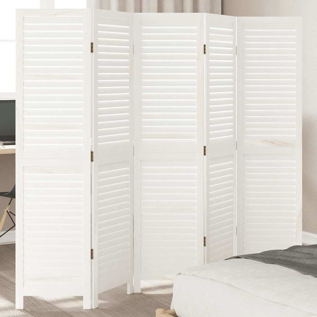 vidaXL 3-tlg. Raumteiler Weiß Massivholz Paulownia