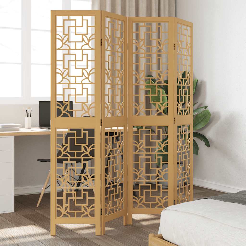 vidaXL 3-tlg. Raumteiler Braun Massivholz Paulownia