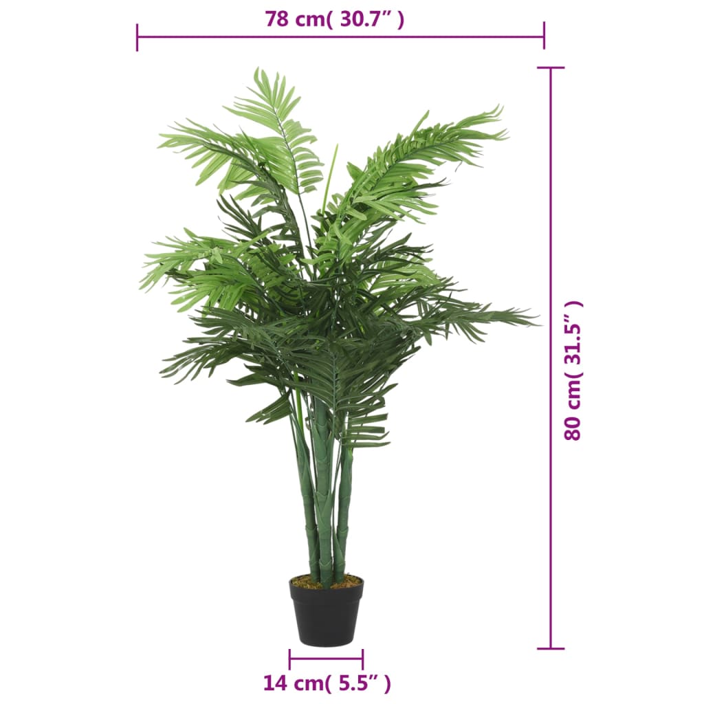 vidaXL Palme Künstlich 18 Blätter 80 cm Grün