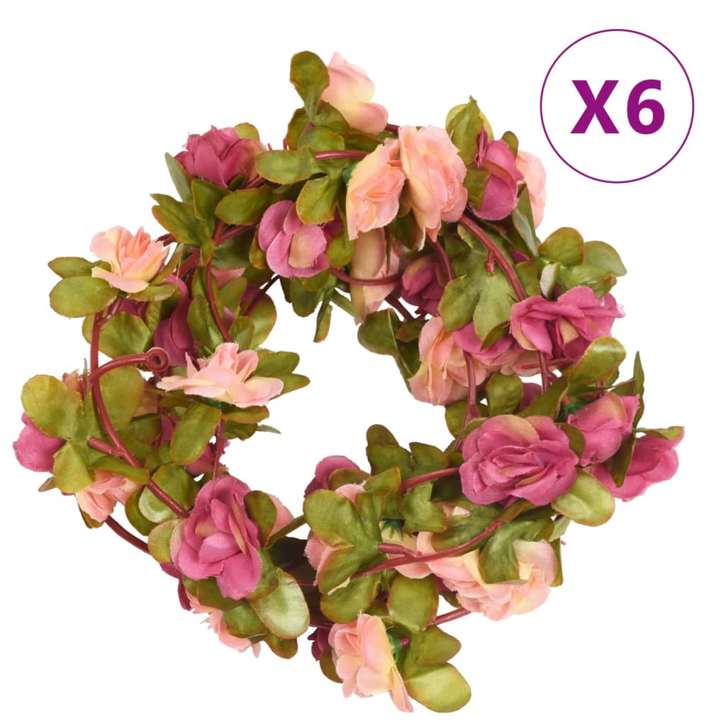 vidaXL Weihnachtskränze 6 Stk. Frühlingsrosen Helllila 250 cm