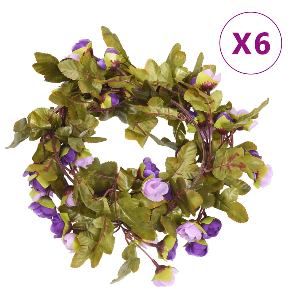 vidaXL Weihnachtskränze Blumen 6 Stk. Champagnerfarben 215 cm