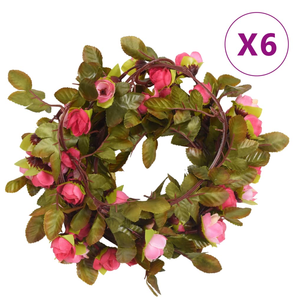 vidaXL Weihnachtskränze Blumen 6 Stk. Champagnerfarben 215 cm