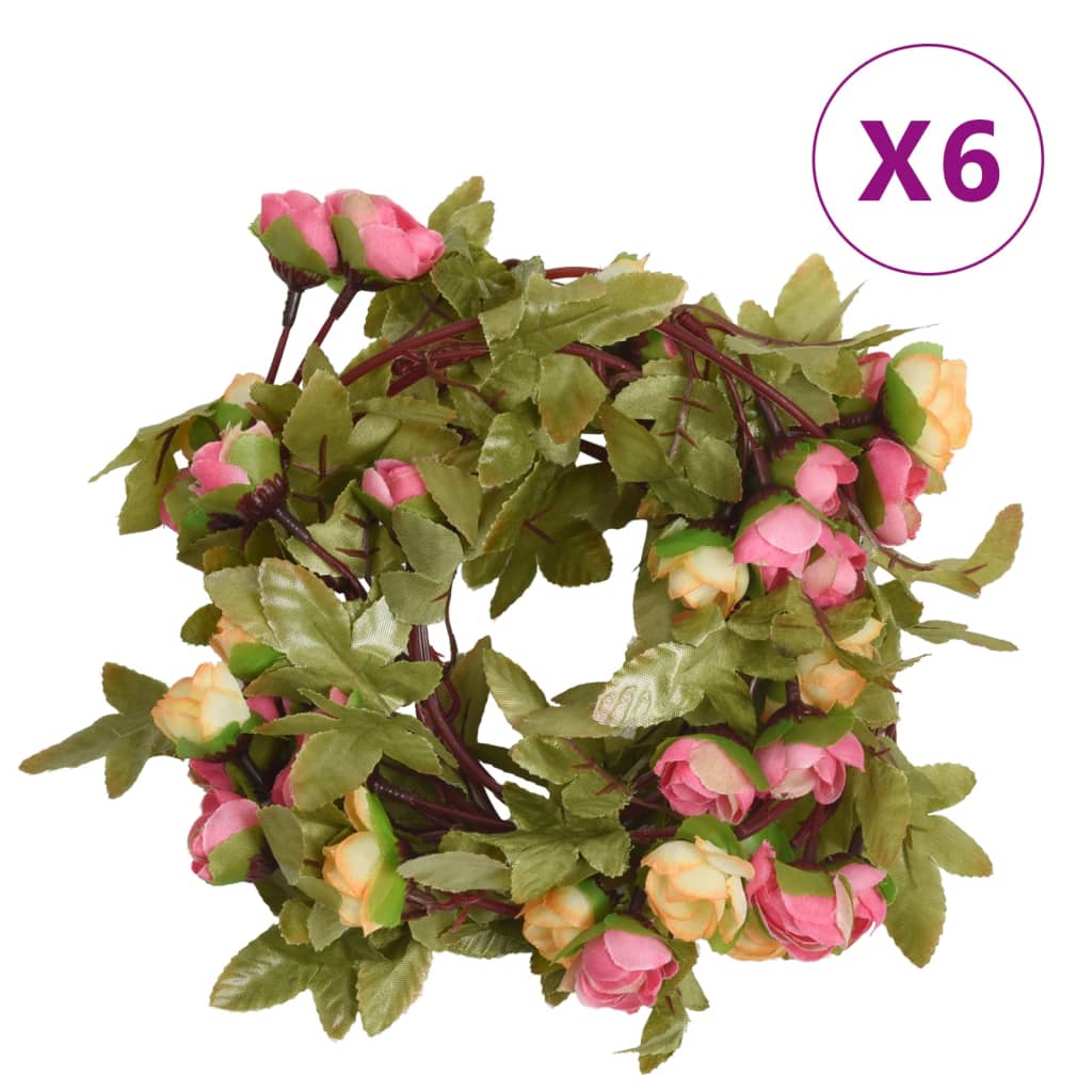 vidaXL Weihnachtskränze Blumen 6 Stk. Champagnerfarben 215 cm
