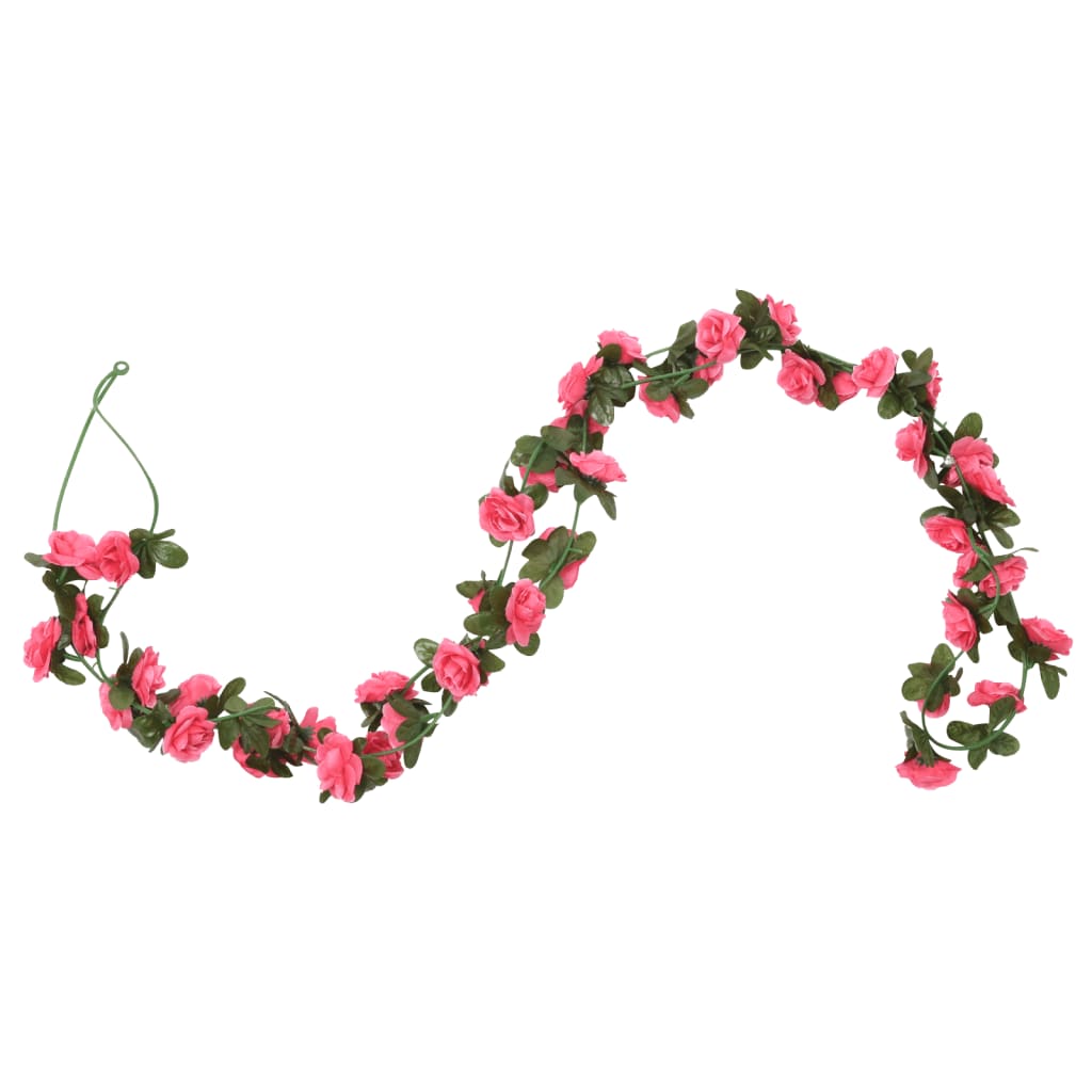 vidaXL Weihnachtskränze Blumen 6 Stk. Rosa 240 cm