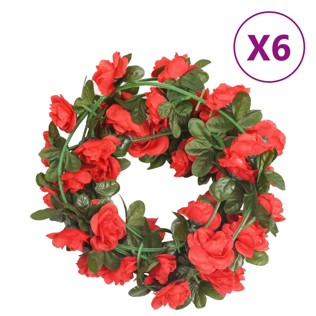 vidaXL Weihnachtskränze Blumen 6 Stk. Rosa 240 cm
