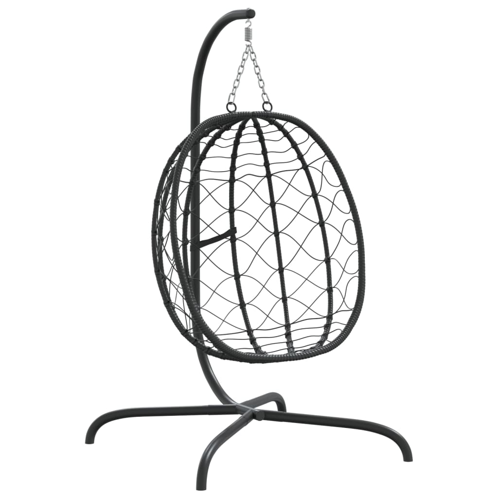 vidaXL Hängesessel mit Kissen Anthrazit Poly Rattan & Stahl