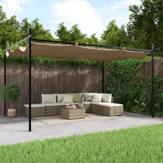 vidaXL Pergola mit Schiebedach Taupe 295x292x230 cm