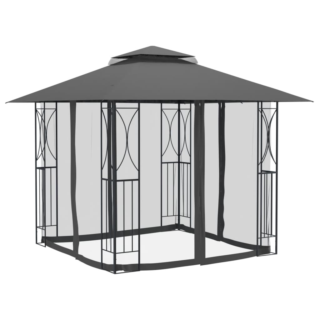 vidaXL Pavillon mit Seitenwänden Anthrazit 300x300x270 cm Stahl