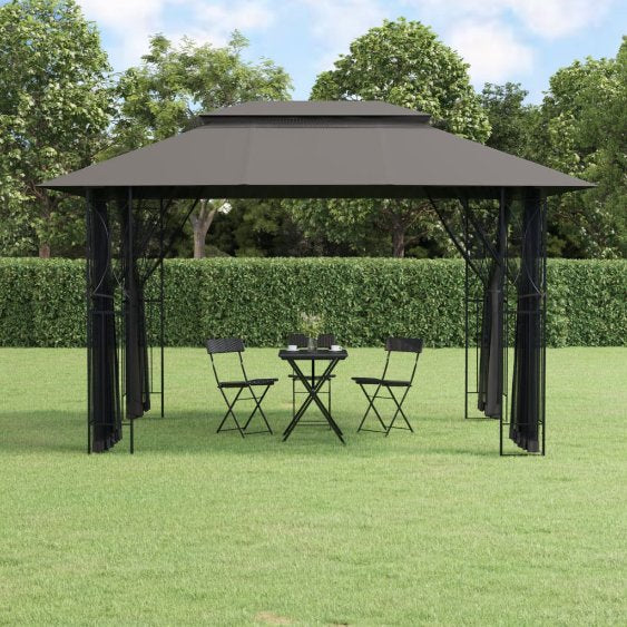 vidaXL Pavillon mit Seitenwänden Anthrazit 300x300x270 cm Stahl