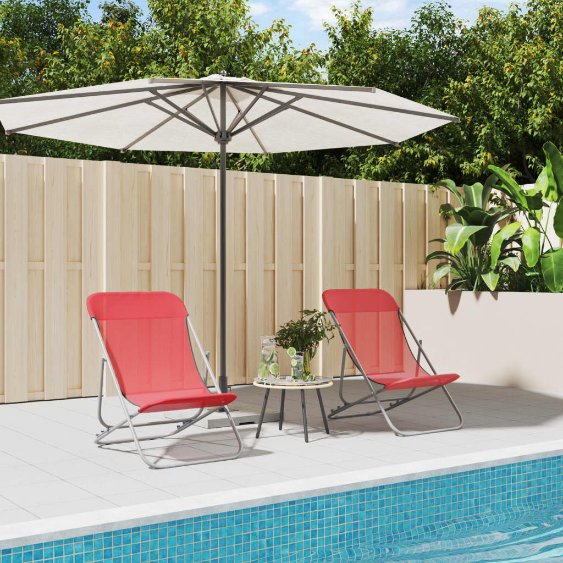 vidaXL Strandstühle 2 Stk. Blau Textilene & Pulverbeschichteter Stahl