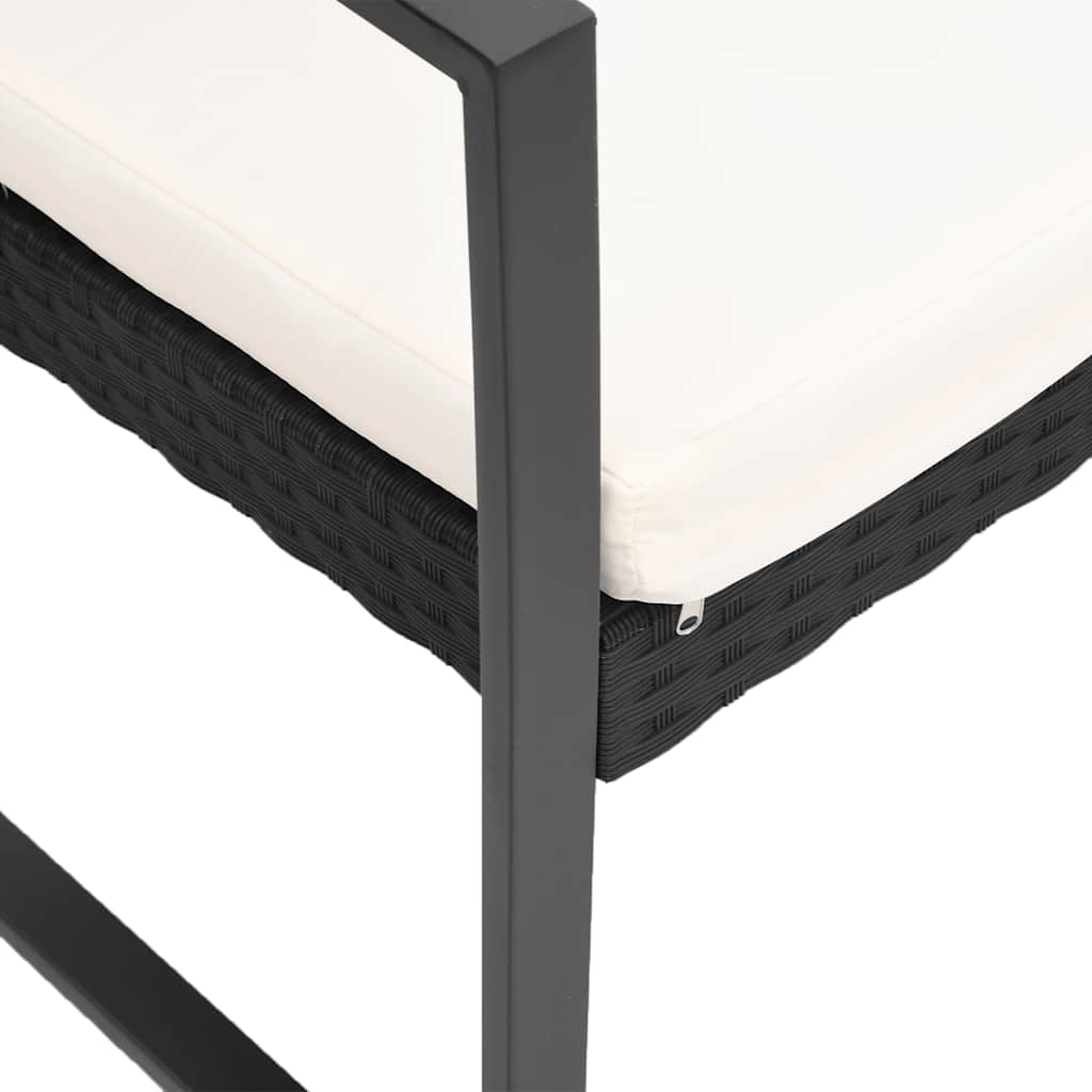 vidaXL 5-tlg. Garten-Essgruppe mit Kissen Schwarz PP-Rattan