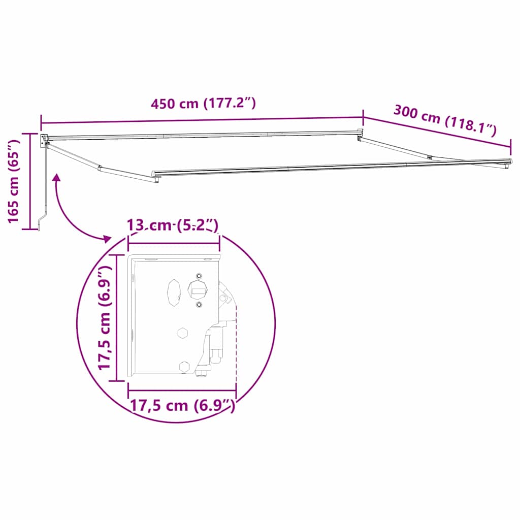 vidaXL Markise Weiß 4,5 × 3 m Metall