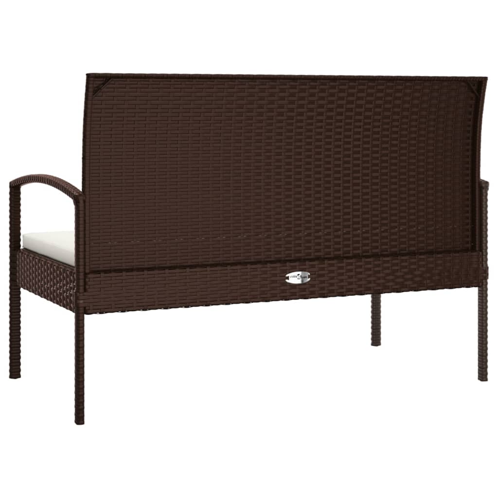 vidaXL Gartenbank mit Kissen Braun 105 cm Poly Rattan