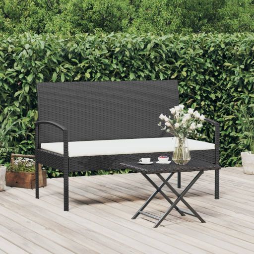 vidaXL Gartenbank mit Kissen Braun 105 cm Poly Rattan