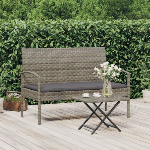 vidaXL Gartenbank mit Kissen Braun 105 cm Poly Rattan
