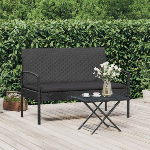 vidaXL Gartenbank mit Kissen Braun 105 cm Poly Rattan