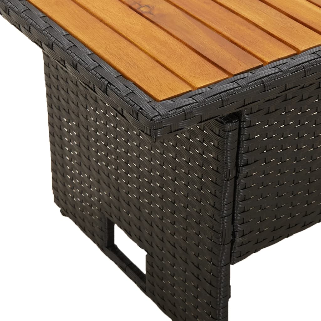 vidaXL Gartentisch Schwarz 100x50x43/63 cm Akazienholz & Poly Rattan