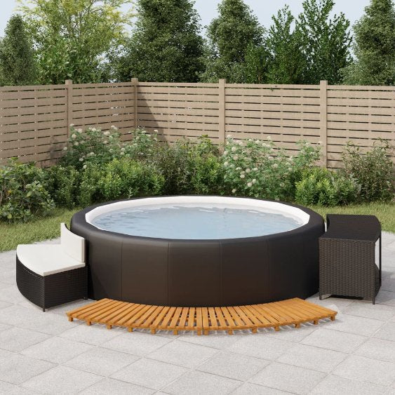 vidaXL Whirlpool-Umrandung Schwarz Poly-Rattan und Massivholz Akazie