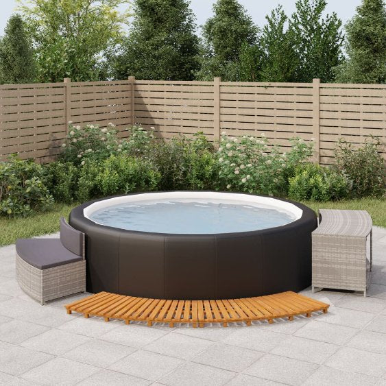 vidaXL Whirlpool-Umrandung Schwarz Poly-Rattan und Massivholz Akazie
