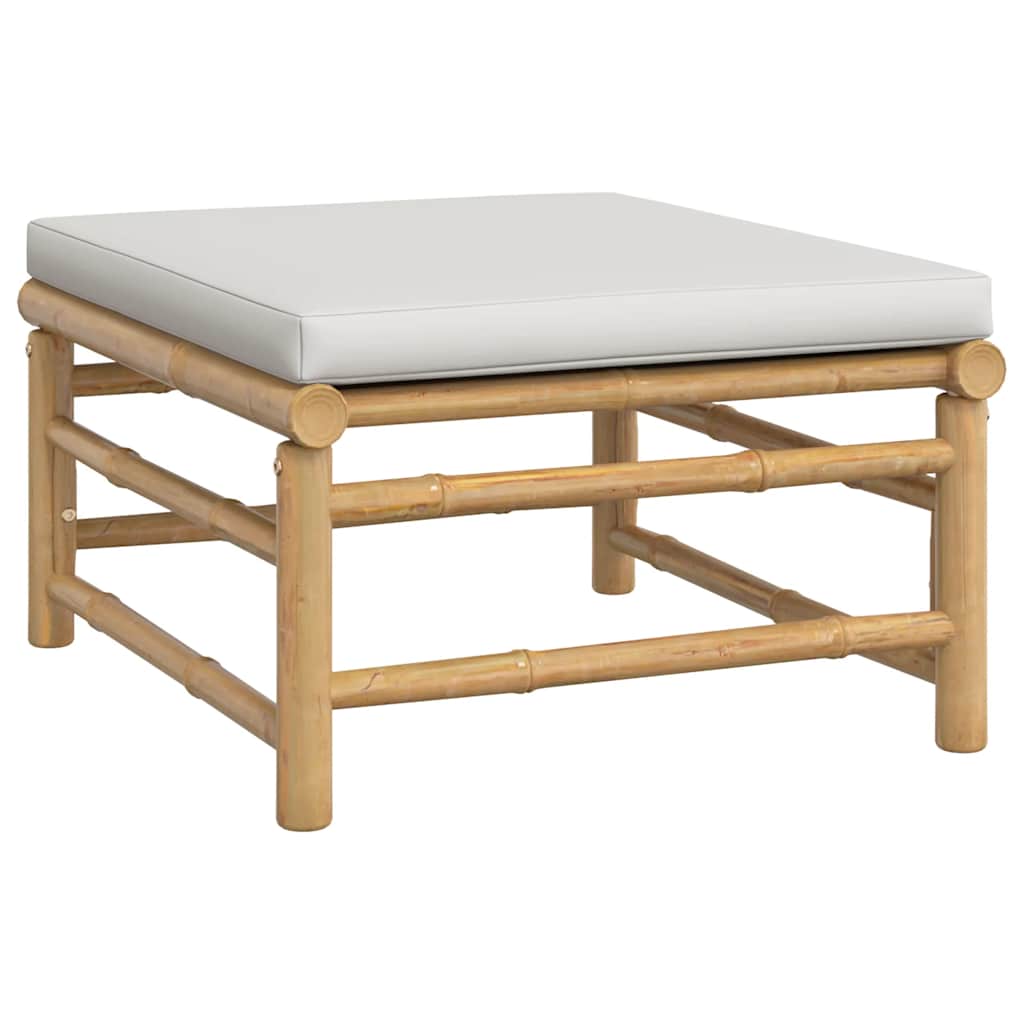 vidaXL 3-tlg. Garten-Lounge-Set mit Hellgrauen Kissen Bambus