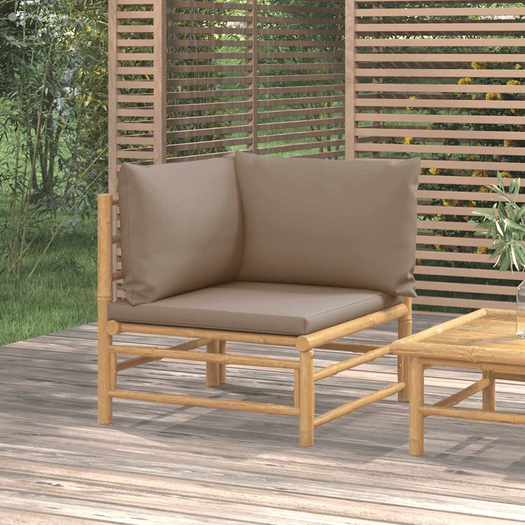vidaXL 3-tlg. Garten-Lounge-Set mit Hellgrauen Kissen Bambus