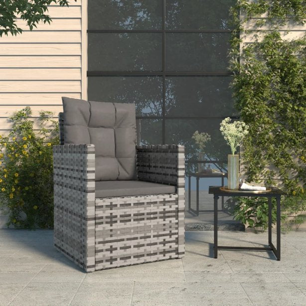 vidaXL Gartensessel mit Kissen Schwarz Poly Rattan