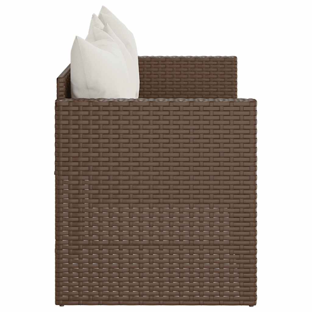 vidaXL Gartensofa 3-Sitzer mit Kissen Braun Poly Rattan