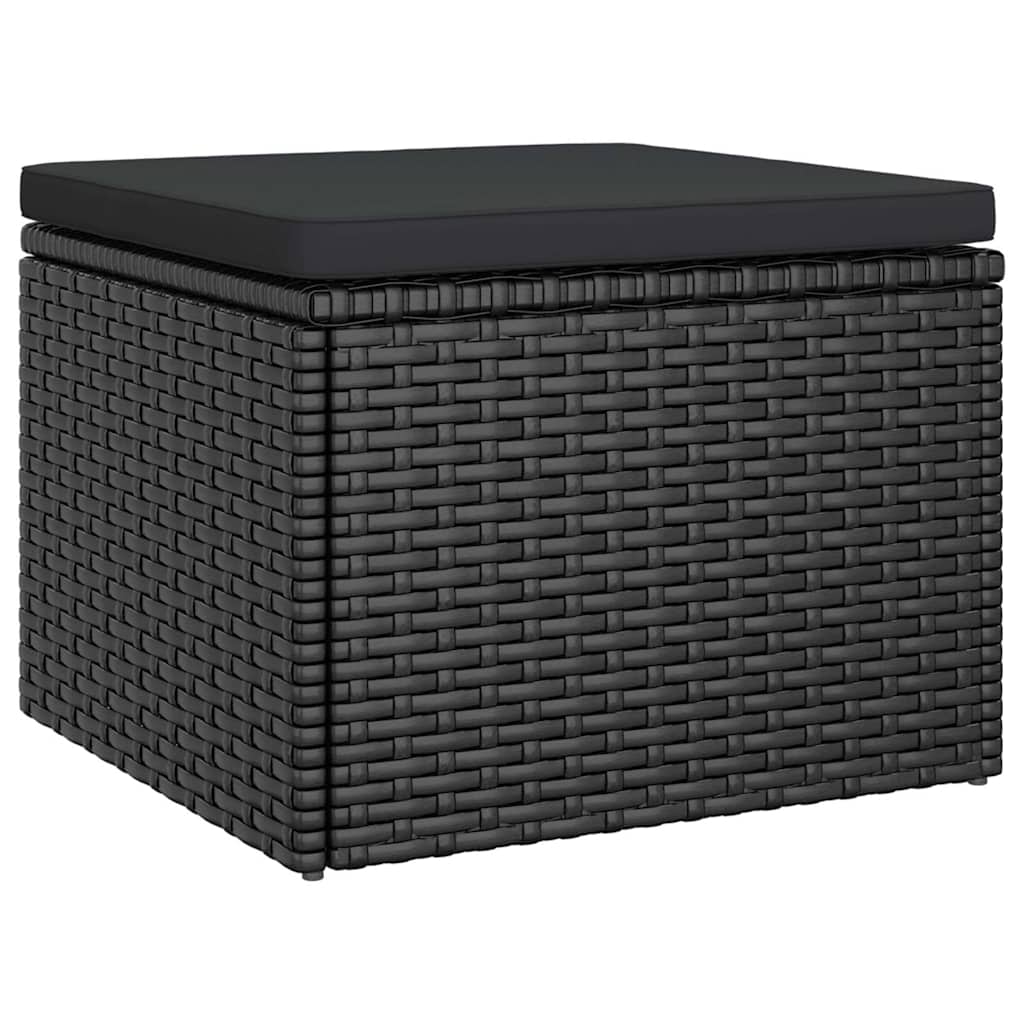 vidaXL 3-Sitzer-Gartensofa mit Dach und Fußhocker Schwarz Poly Rattan