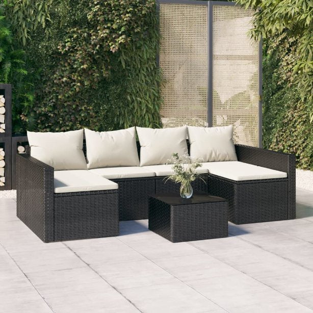 vidaXL 2-tlg. Garten-Lounge-Set mit Kissen Braun Poly Rattan