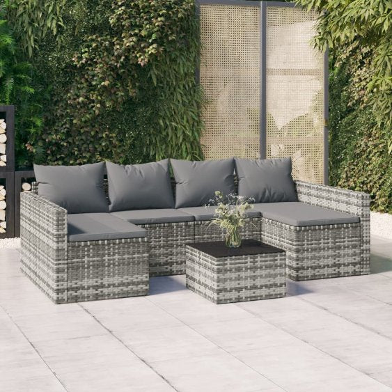 vidaXL 2-tlg. Garten-Lounge-Set mit Kissen Braun Poly Rattan