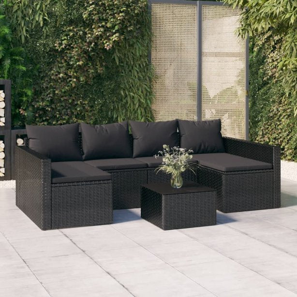 vidaXL 2-tlg. Garten-Lounge-Set mit Kissen Braun Poly Rattan