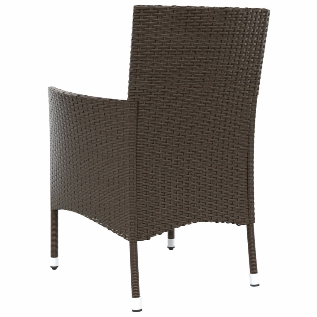 vidaXL Gartenstühle mit Kissen 2 Stk. Braun Poly Rattan