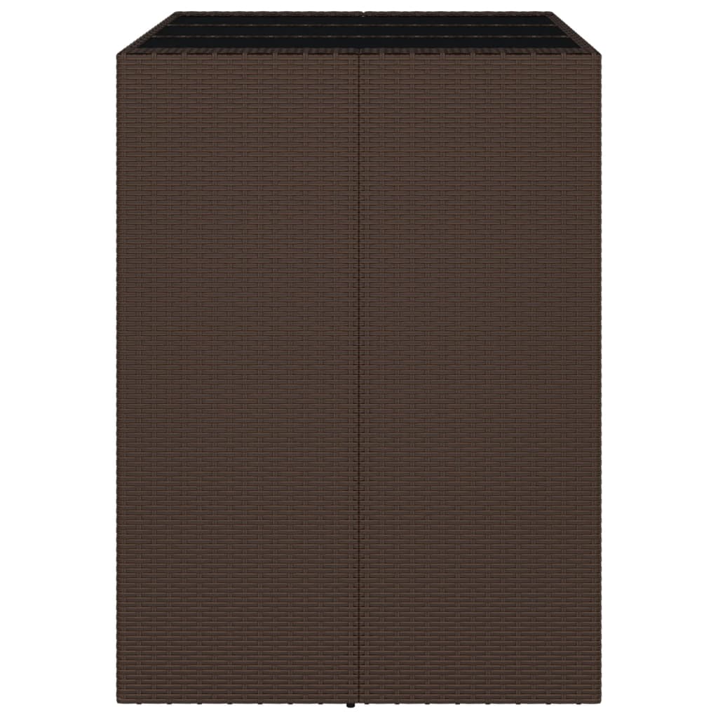 vidaXL Bartisch mit Glasplatte Braun 105x80x110 cm Poly Rattan