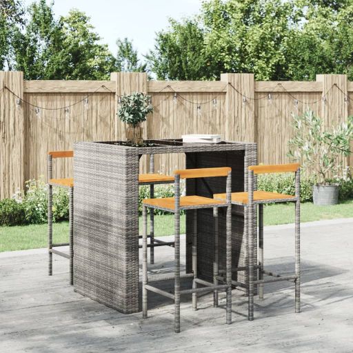vidaXL Barhocker 2 Stk. Schwarz Poly Rattan und Massivholz Akazie