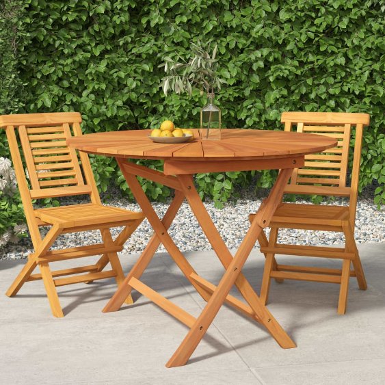 vidaXL Gartentisch Klappbar Ø 85x75 cm Massivholz Teak