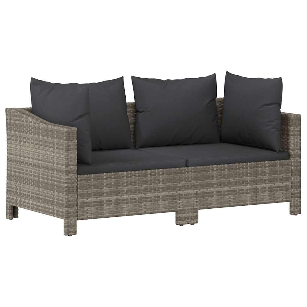 vidaXL 2-teiliges Garten-Lounge-Set mit Kissen Grau Poly Rattan