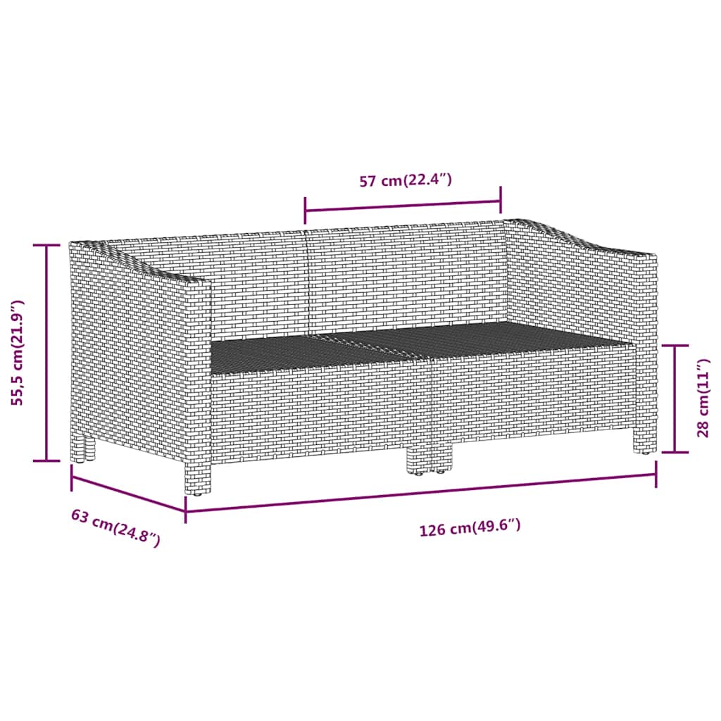 vidaXL 2-teiliges Garten-Lounge-Set mit Kissen Grau Poly Rattan