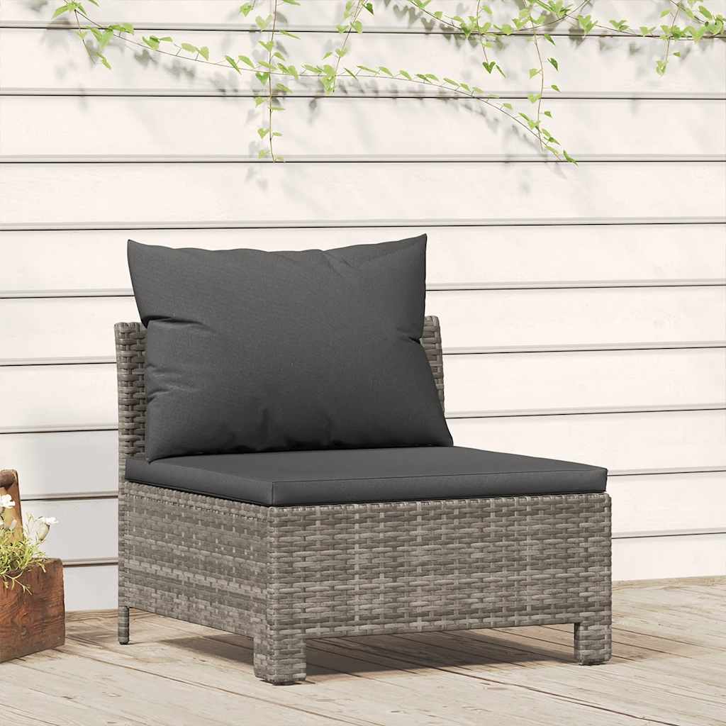 vidaXL 2-teiliges Garten-Lounge-Set mit Kissen Grau Poly Rattan