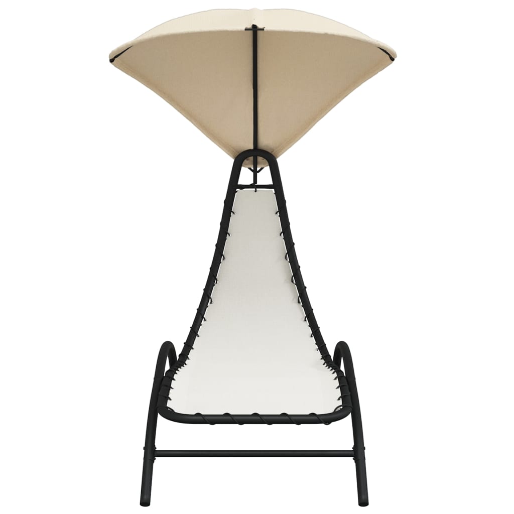 vidaXL Sonnenliege mit Dach Creme 167x80x195 cm Stoff und Stahl