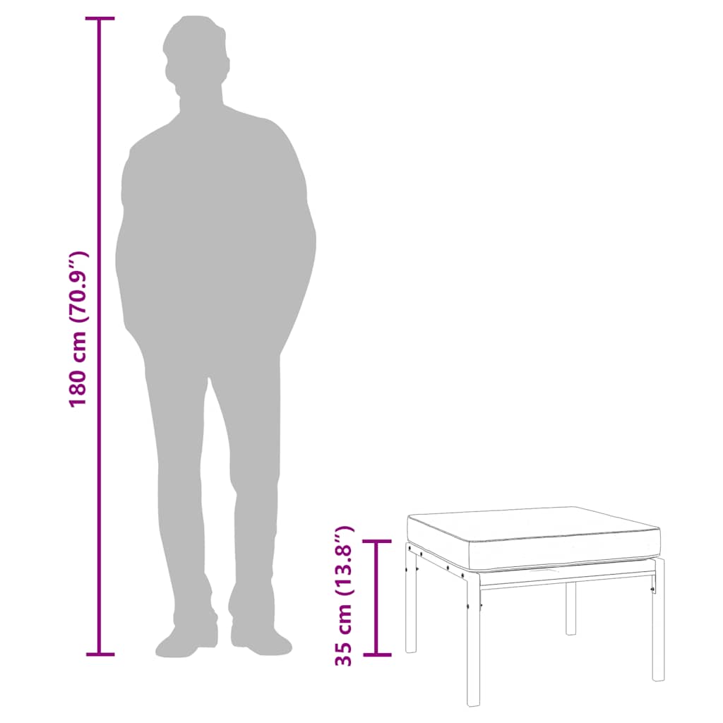 vidaXL Gartenhocker mit Grauen Kissen 2 Stk. 60x60x35 cm Stahl